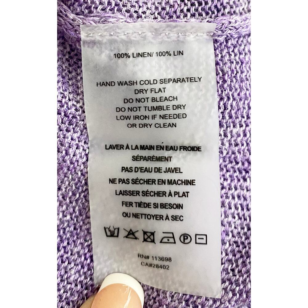 Margaret O'Leary Womens Flounce Italian Linen Lightweight Sweater Blouse Ruffle - Picture 8 of 8